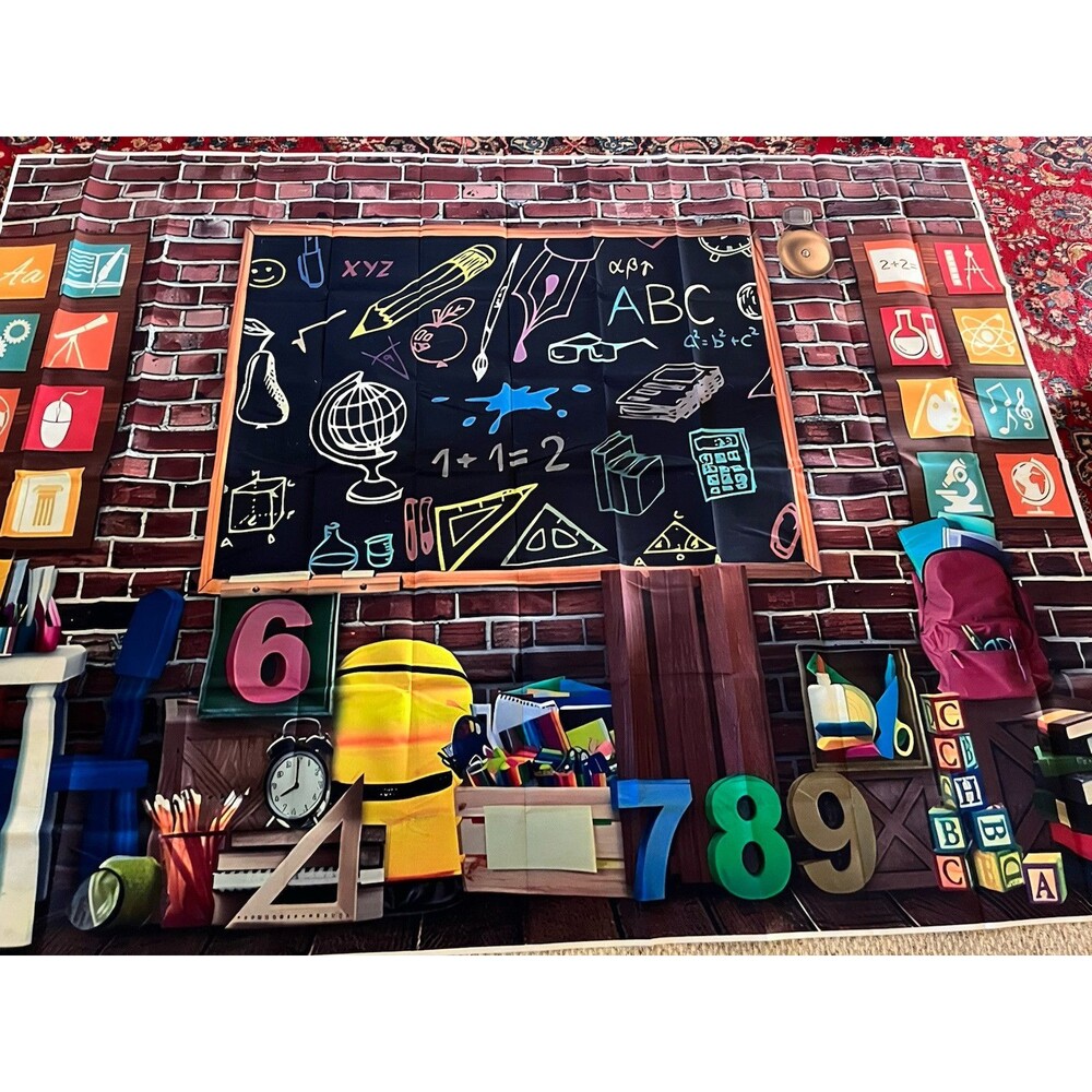 8x6 Ft  School Backdrop Kindergarten Classroom ABC Photo Canvas Pictures Hallway